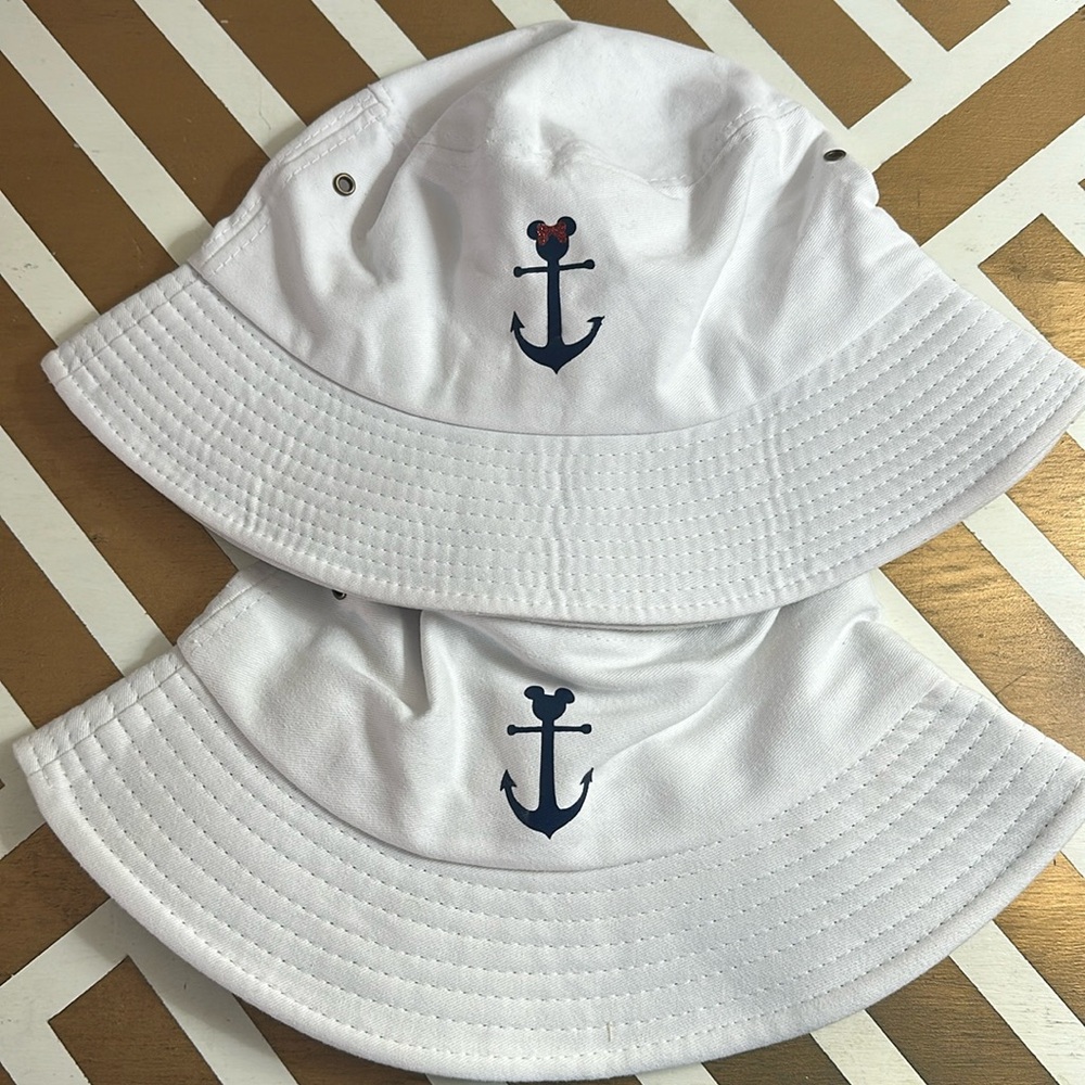 Minnie and Mickey anchor bucket hats